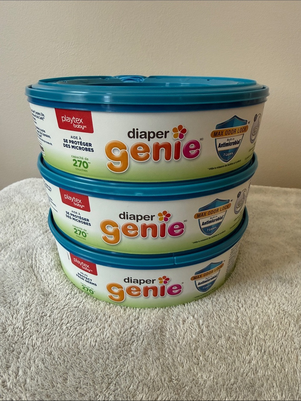 Playtex Diaper Genie Refill Canisters - Teal Lid (3 Pack)